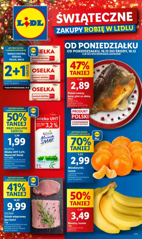 Lidl - gazetka promocyjna Oferta od poniedziałku od poniedziałku 16.12 do środy 18.12