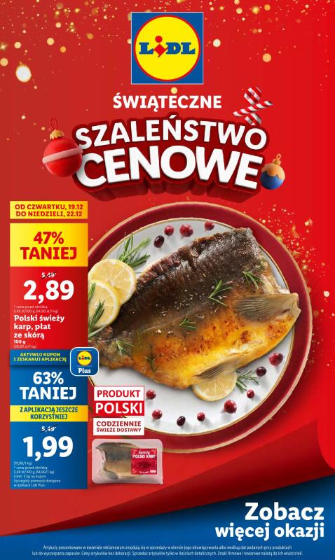 Lidl - gazetka promocyjna Świąteczne szaleństwo cenowe od czwartku 19.12 do niedzieli 22.12