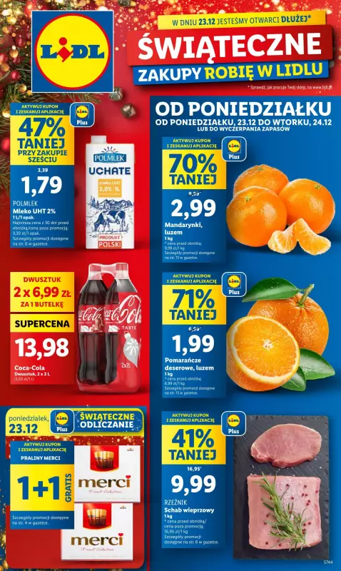 Lidl - gazetka promocyjna Oferta od poniedziałku od poniedziałku 23.12 do wtorku 24.12