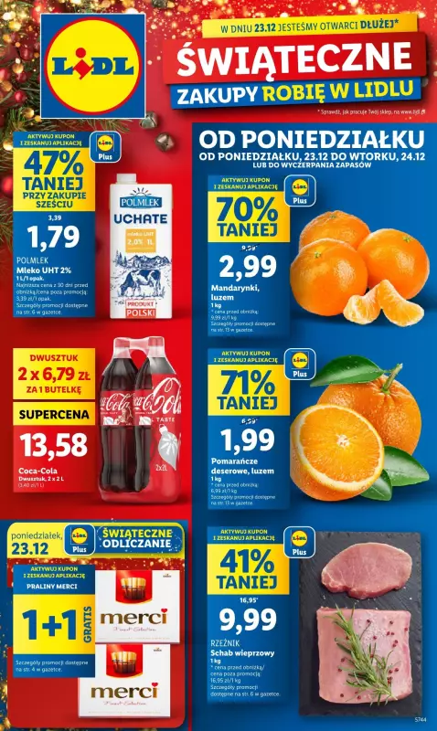 Lidl - gazetka promocyjna Oferta od poniedziałku od poniedziałku 23.12 do wtorku 24.12