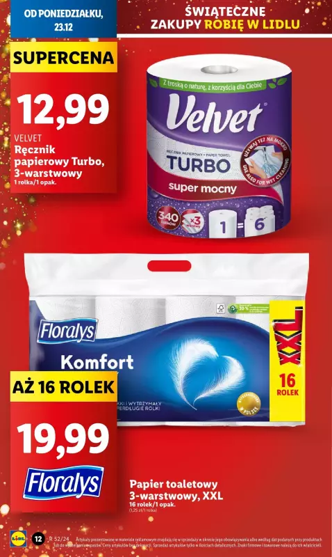 Lidl - gazetka promocyjna Oferta od poniedziałku od poniedziałku 23.12 do wtorku 24.12 - strona 12