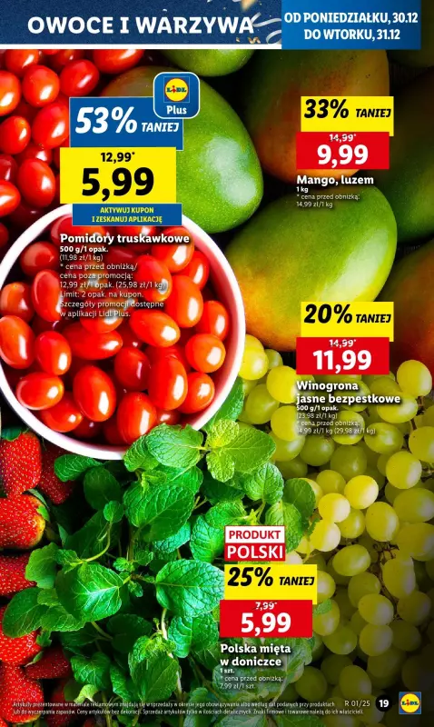 Lidl - gazetka promocyjna Oferta od poniedziałku od poniedziałku 30.12 do wtorku 31.12 - strona 19