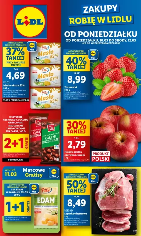 Lidl - gazetka promocyjna Oferta od poniedziałku od poniedziałku 10.03 do środy 12.03