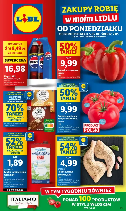 Lidl - gazetka promocyjna Oferta od poniedziałku od poniedziałku 05.05 do środy 07.05