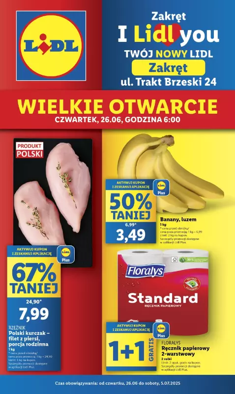 Lidl - gazetka promocyjna Wielkie Otwarcie! Zakręt od czwartku 26.06 do soboty 05.07