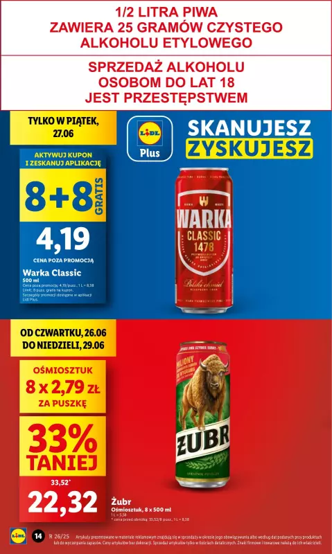 Lidl - gazetka promocyjna Oferta od czwartku od czwartku 26.06 do niedzieli 29.06 - strona 14