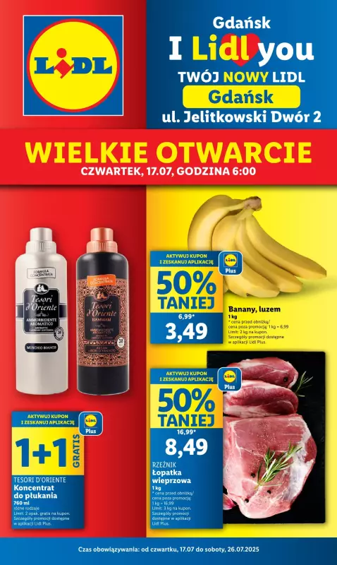 Lidl - gazetka promocyjna Wielkie Otwarcie! Gdańsk od czwartku 17.07 do soboty 26.07