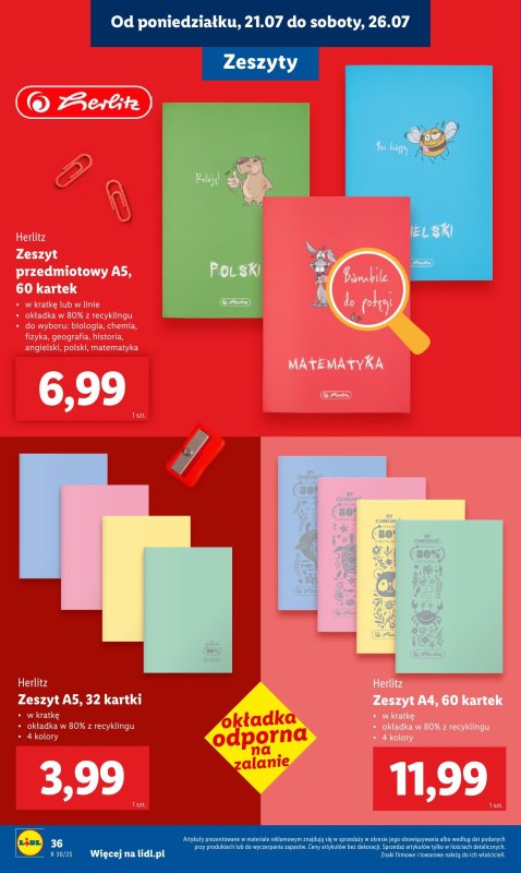 Lidl - gazetka promocyjna Kompletna wyprawka w megacenach od poniedziałku 21.07 do niedzieli 31.08 - strona 38