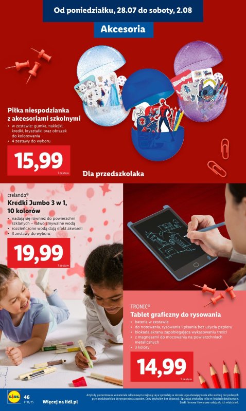 Lidl - gazetka promocyjna Kompletna wyprawka w megacenach od poniedziałku 21.07 do niedzieli 31.08 - strona 48