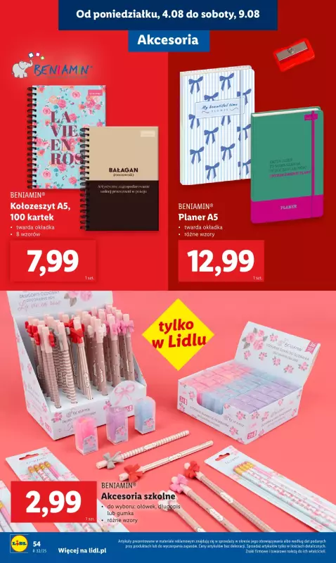 Lidl - gazetka promocyjna Kompletna wyprawka w megacenach od poniedziałku 21.07 do niedzieli 31.08 - strona 56