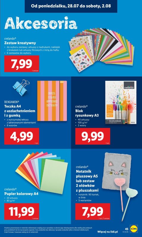 Lidl - gazetka promocyjna Kompletna wyprawka w megacenach od poniedziałku 21.07 do niedzieli 31.08 - strona 47