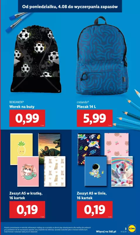Lidl - gazetka promocyjna Kompletna wyprawka w megacenach od poniedziałku 21.07 do niedzieli 31.08 - strona 7