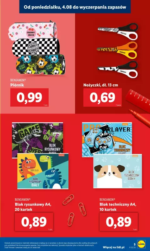 Lidl - gazetka promocyjna Kompletna wyprawka w megacenach od poniedziałku 21.07 do niedzieli 31.08 - strona 9