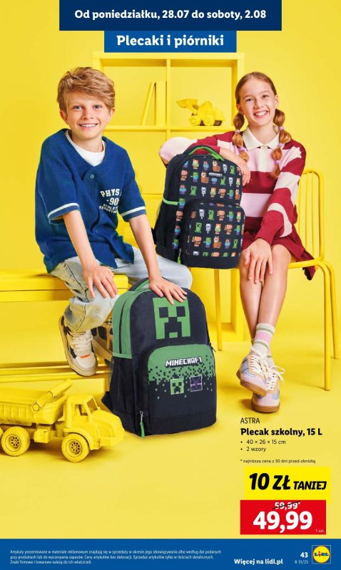 Lidl - gazetka promocyjna Kompletna wyprawka w megacenach od poniedziałku 21.07 do niedzieli 31.08 - strona 53