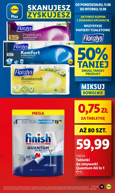 Lidl - gazetka promocyjna Oferta od poniedziałku od poniedziałku 11.08 do wtorku 12.08 - strona 13