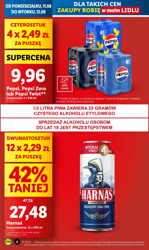 Lidl - gazetka promocyjna Oferta od poniedziałku od poniedziałku 11.08 do wtorku 12.08 - strona 8