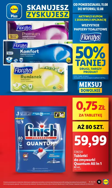 Lidl - gazetka promocyjna Oferta od poniedziałku od poniedziałku 11.08 do wtorku 12.08 - strona 13