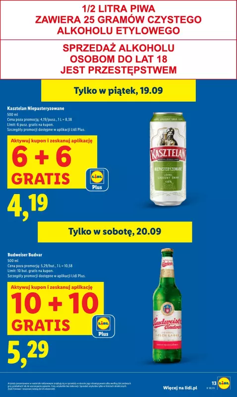 Lidl - gazetka promocyjna Oferta od czwartku od czwartku 18.09 do soboty 20.09 - strona 13