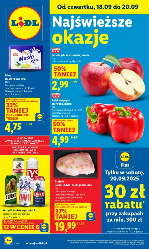 Lidl - gazetka promocyjna Oferta od czwartku od czwartku 18.09 do soboty 20.09