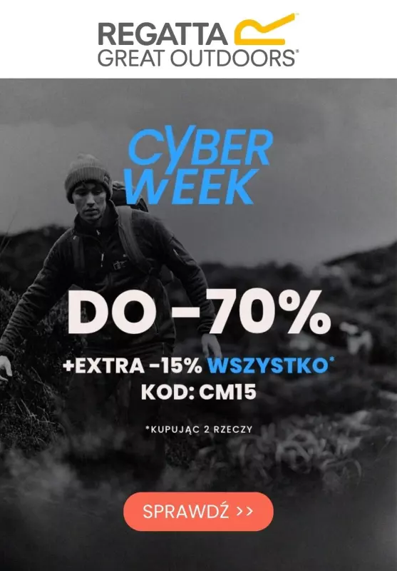 #CYBER MONDAY - gazetka promocyjna Regatta | Extra -15% na wszystko od poniedziałku 02.12 