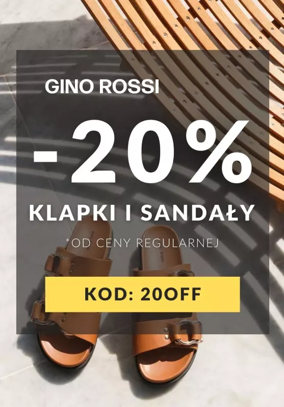Gino Rossi - gazetka promocyjna -20% na klapki i sandały KOD od środy 14.07 do środy 21.07