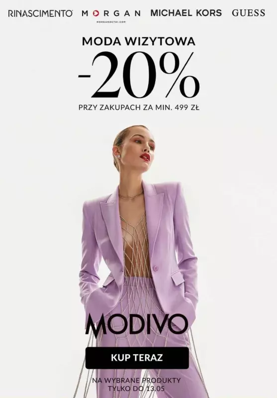 Modivo - gazetka promocyjna -20% wybrane produkty przy zakupach za min. 499 zł od wtorku 07.05 do poniedziałku 13.05