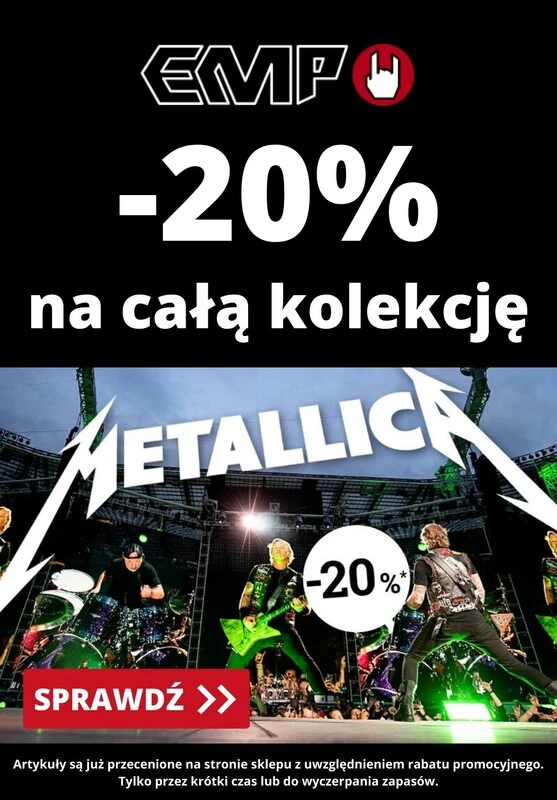 EMP - gazetka promocyjna -20% cała kolekcja Metallica od czwartku 02.04 do poniedziałku 13.04