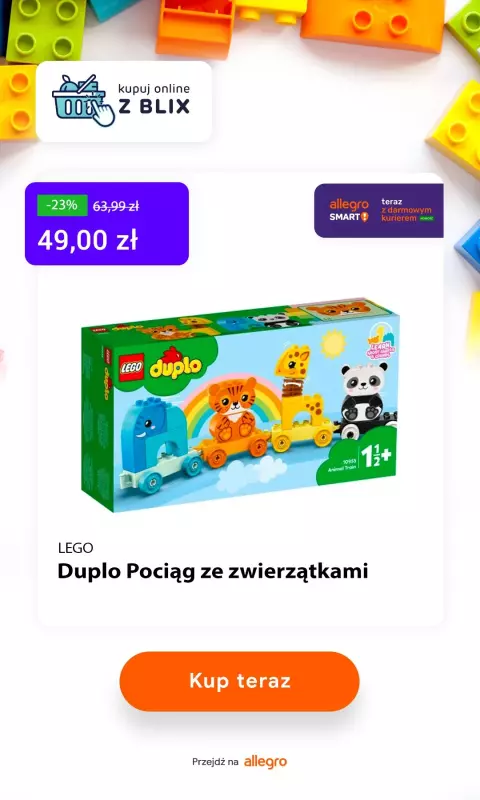 Kupuj online z BLIX - gazetka promocyjna -23% Lego Duplo Pociąg ze zwierzątkami od piątku 19.03 