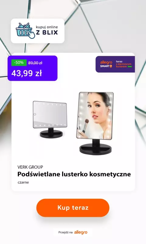 Kupuj online z BLIX - gazetka promocyjna -50% Verk Group Podświetlane lusterko kosmetyczne od środy 24.03 