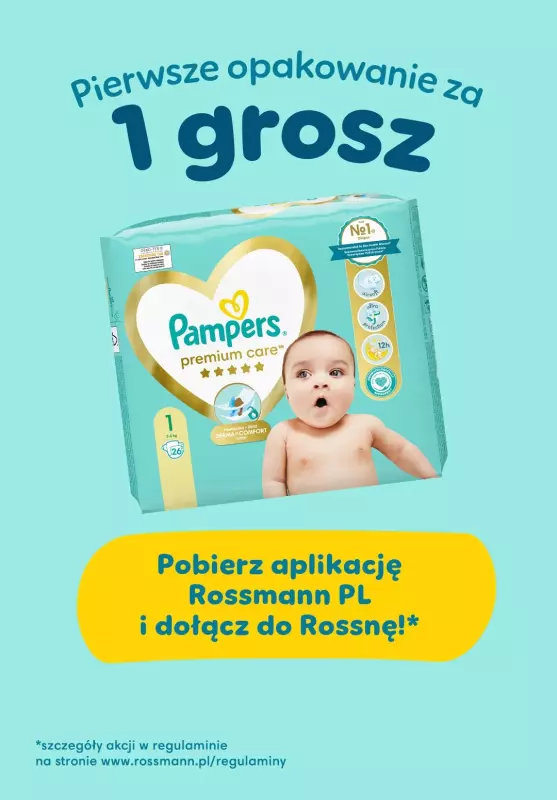  Pampers - gazetka promocyjna Pierwsze opakowanie za 1 grosz! od soboty 01.06 do niedzieli 30.06