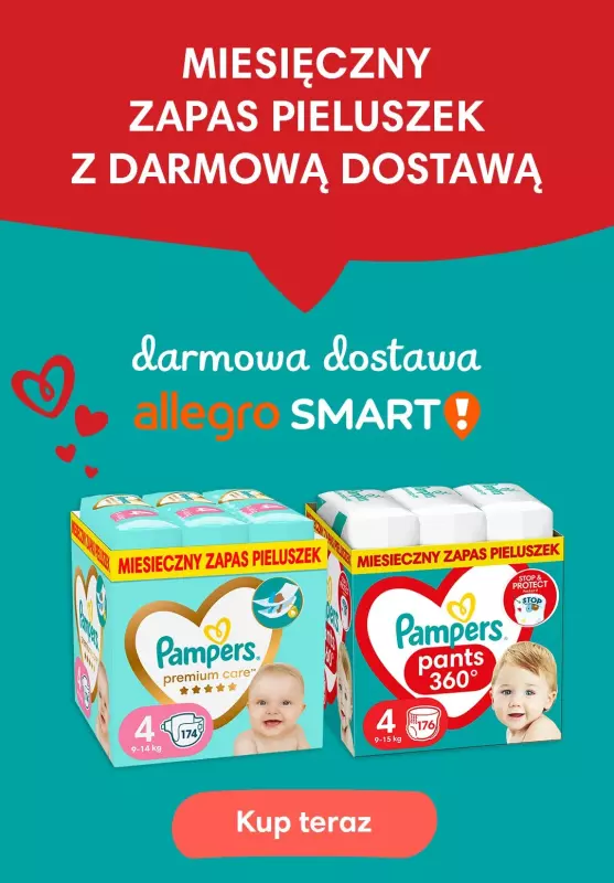  Pampers - gazetka promocyjna Kup zapas pieluszek Pampers Pants na Allegro od wtorku 01.10 do czwartku 31.10