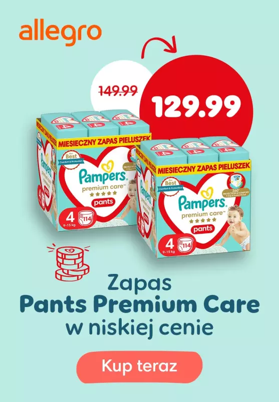  Pampers - gazetka promocyjna Okazja Premium Care Pants od poniedziałku 23.12 do niedzieli 05.01