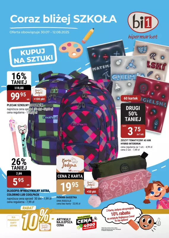 bi1 - gazetka promocyjna Coraz bliżej szkoła od środy 30.07 do wtorku 12.08