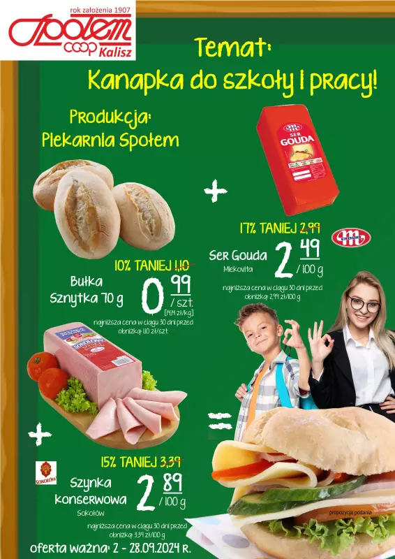 Społem - Blisko i Korzystnie - gazetka promocyjna Plakat promocyjny PSS Kalisz od poniedziałku 02.09 do soboty 28.09