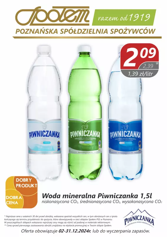 Społem - Blisko i Korzystnie - gazetka promocyjna Plakaty promocyjne PSS Poznań od piątku 06.12 do wtorku 31.12