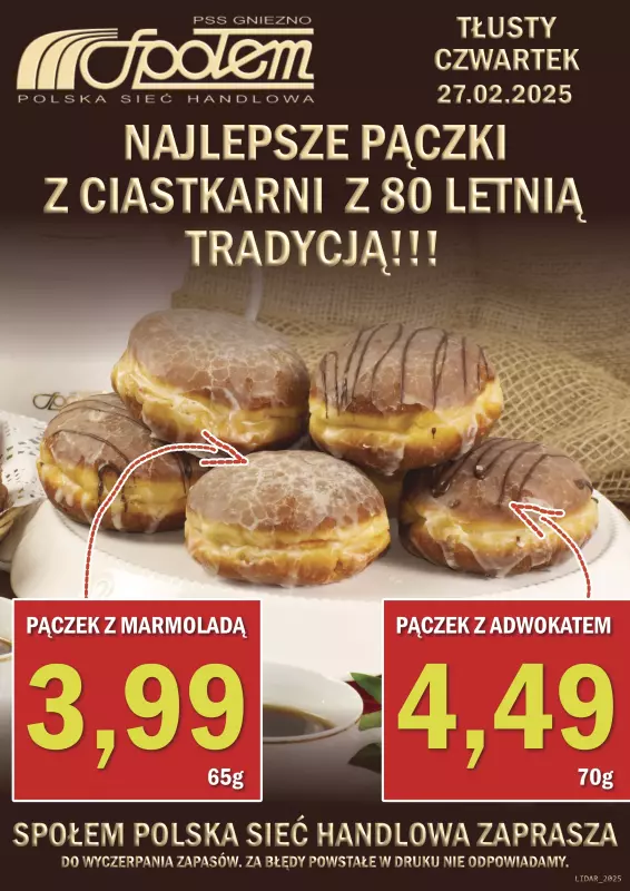 Społem - Blisko i Korzystnie - gazetka promocyjna Plakat promocyjny PSS Gniezno od poniedziałku 24.02 do czwartku 27.02