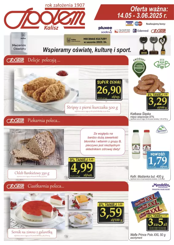 Społem - Blisko i Korzystnie - gazetka promocyjna Gazetka PSS Kalisz od poniedziałku 12.05 do wtorku 03.06