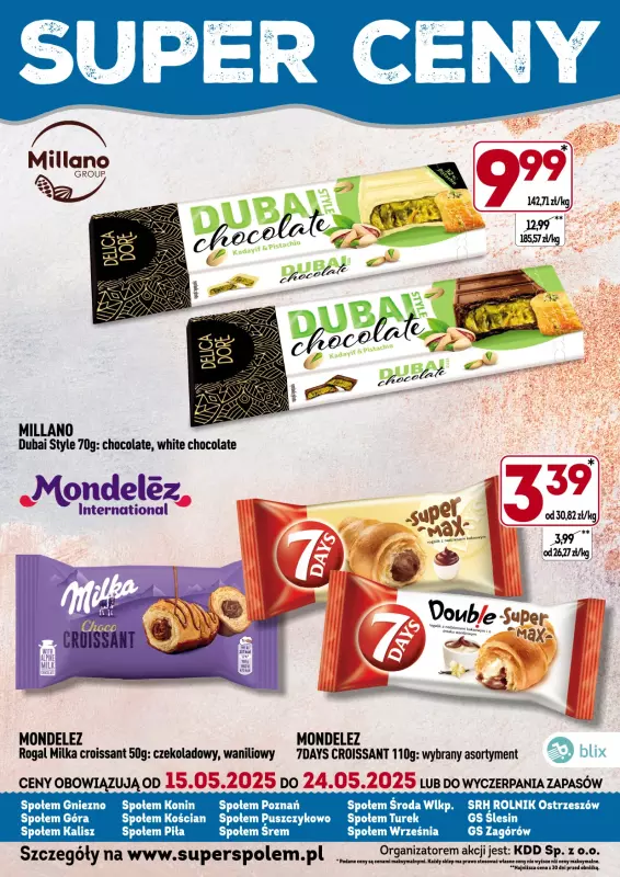 Społem - Blisko i Korzystnie - gazetka promocyjna Super ceny! od czwartku 15.05 do soboty 24.05