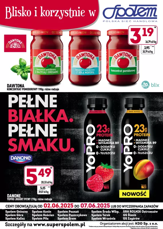 Społem - Blisko i Korzystnie - gazetka promocyjna Blisko i korzystnie w Społem od poniedziałku 02.06 do soboty 07.06