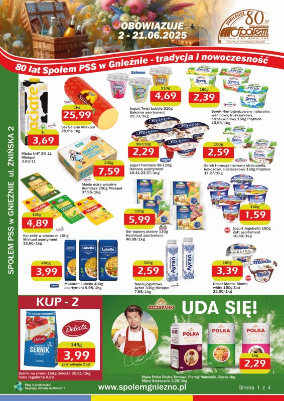 Społem - Blisko i Korzystnie - gazetka promocyjna Gazetka PSS Gniezno od poniedziałku 02.06 do soboty 21.06