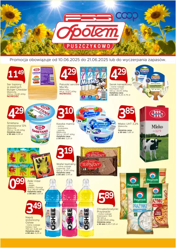 Społem - Blisko i Korzystnie - gazetka promocyjna Plakaty promocyjne PSS Puszczykowo od wtorku 10.06 do soboty 21.06