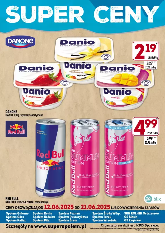 Społem - Blisko i Korzystnie - gazetka promocyjna Super ceny! od czwartku 12.06 do soboty 21.06