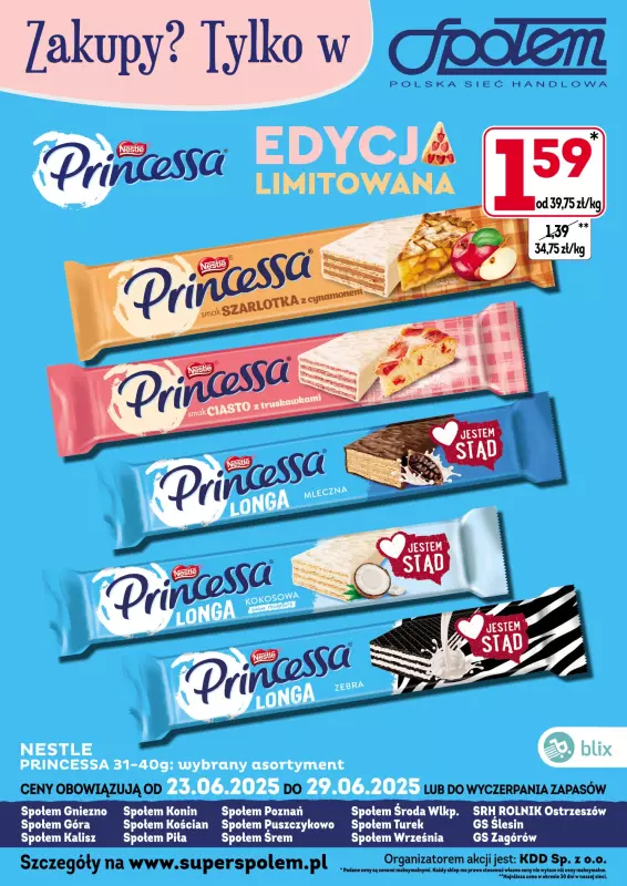 Społem - Blisko i Korzystnie - gazetka promocyjna Plakaty promocyjne od poniedziałku 23.06 do niedzieli 29.06