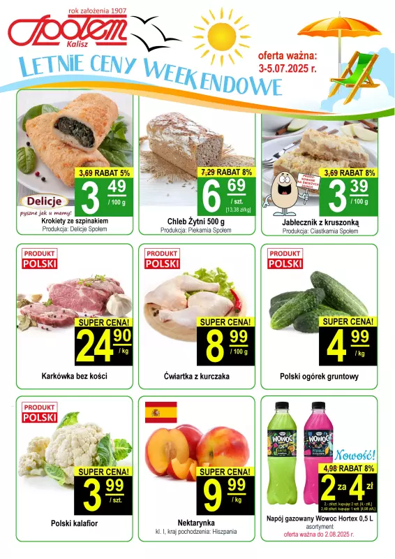 Społem - Blisko i Korzystnie - gazetka promocyjna Plakat promocyjny PSS Kalisz od czwartku 03.07 do soboty 05.07