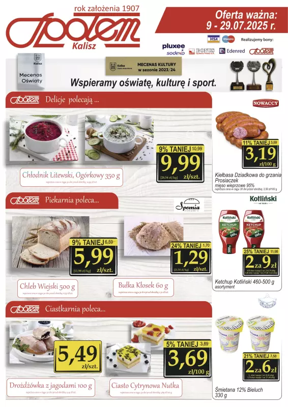 Społem - Blisko i Korzystnie - gazetka promocyjna Gazetka PSS Kalisz od środy 09.07 do wtorku 29.07