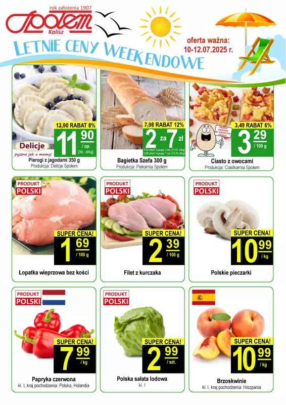 Społem - Blisko i Korzystnie - gazetka promocyjna Plakat promocyjny PSS Kalisz od czwartku 10.07 do soboty 12.07