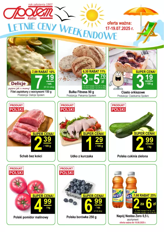 Społem - Blisko i Korzystnie - gazetka promocyjna Plakat promocyjny PSS Kalisz od czwartku 17.07 do soboty 19.07