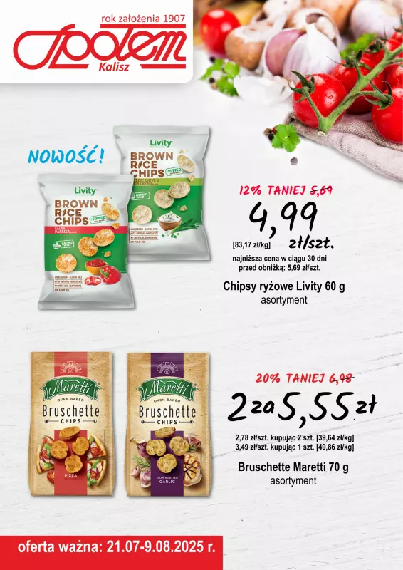 Społem - Blisko i Korzystnie - gazetka promocyjna Plakat promocyjny PSS Kalisz od poniedziałku 21.07 do soboty 09.08