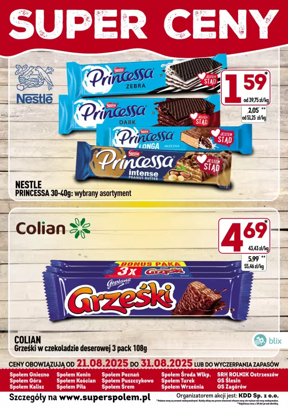 Społem - Blisko i Korzystnie - gazetka promocyjna Plakaty promocyjne od czwartku 21.08 do niedzieli 31.08