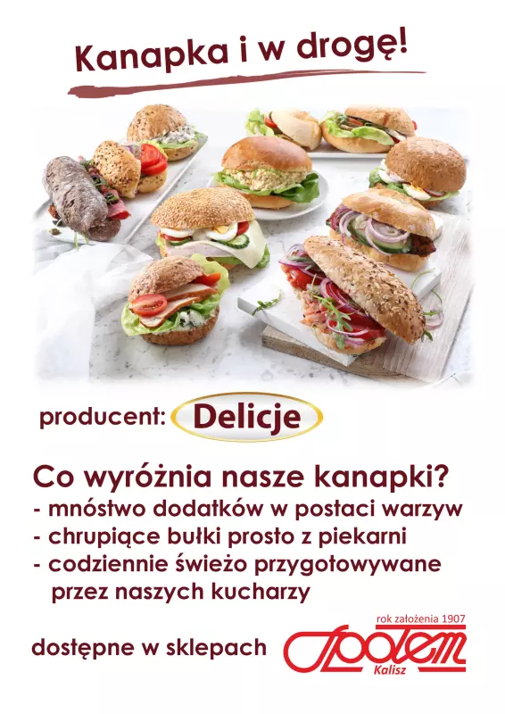 Społem - Blisko i Korzystnie - gazetka promocyjna Kanapka i w drogę I PSS Kalisz od poniedziałku 01.09 do wtorku 30.09